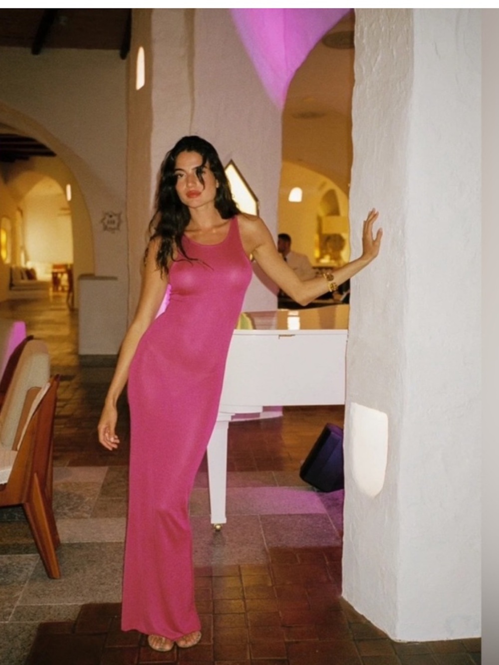 ASTA RESORT Natalia Dress in Fuchsia Sequin